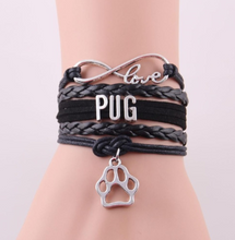 Load image into Gallery viewer, Infinity Pug Bracelet Dog Gift Pet Paw Charm Pug Mom Bracelet &amp; bangle for Women and Men Pug Dog Bangle